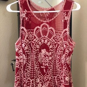 Red embroidered top